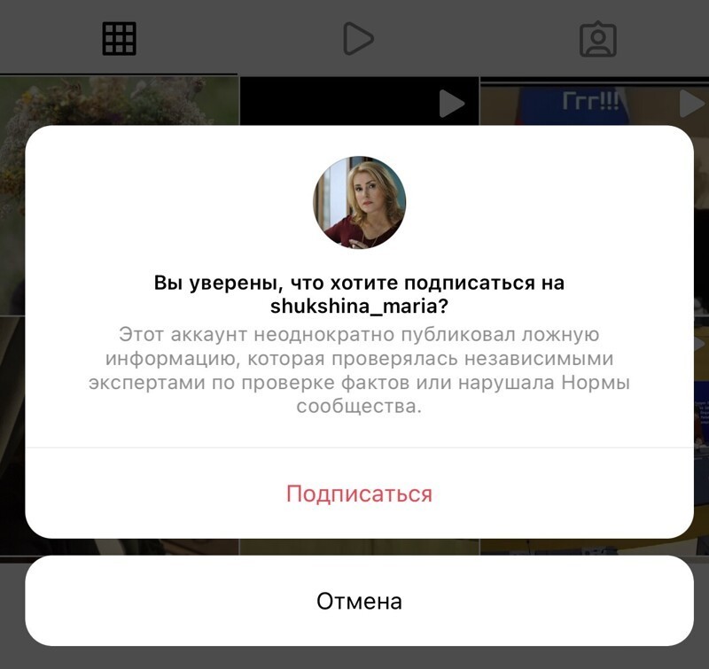 Инстаграмм ограничил. Аккаунт Марии Шукшиной в Инстаграм.