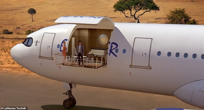 Компания Lufthansa Technik представила самолет с баром, дискотекой и балконом