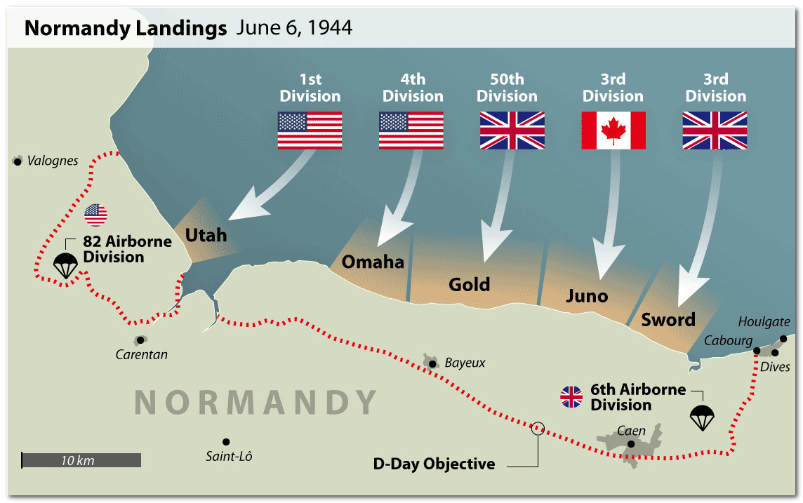 Карта 6 июня 1944