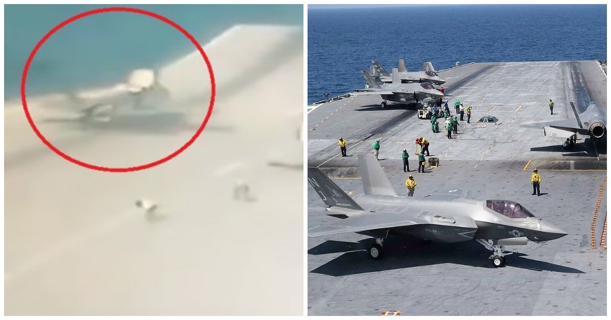 Момент падения истребителя F-35 с авианосца засняли на видео