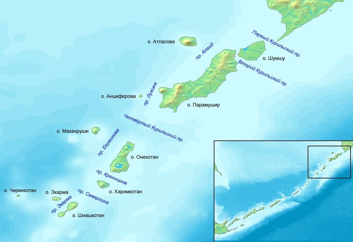 курильские острова на карте мира
