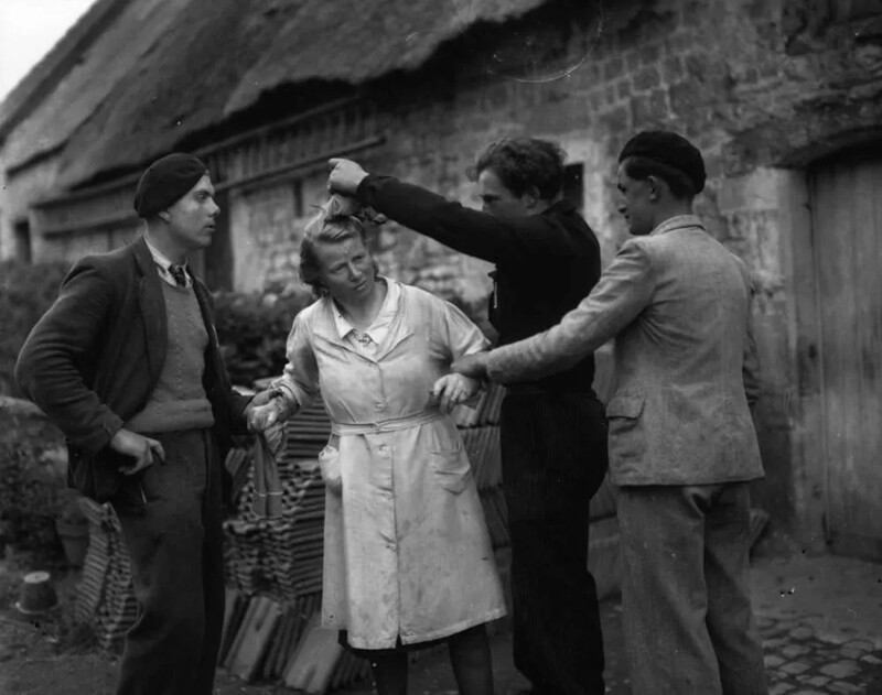 8. Наказание женщины, обвиненной в в сотрудничестве с немцами во время оккупации. 01 января 1945 г.