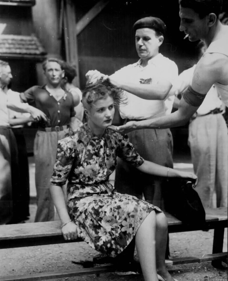 1. Французская коллаборационистка. Наказание - публичное обривание наголо, 1944 год