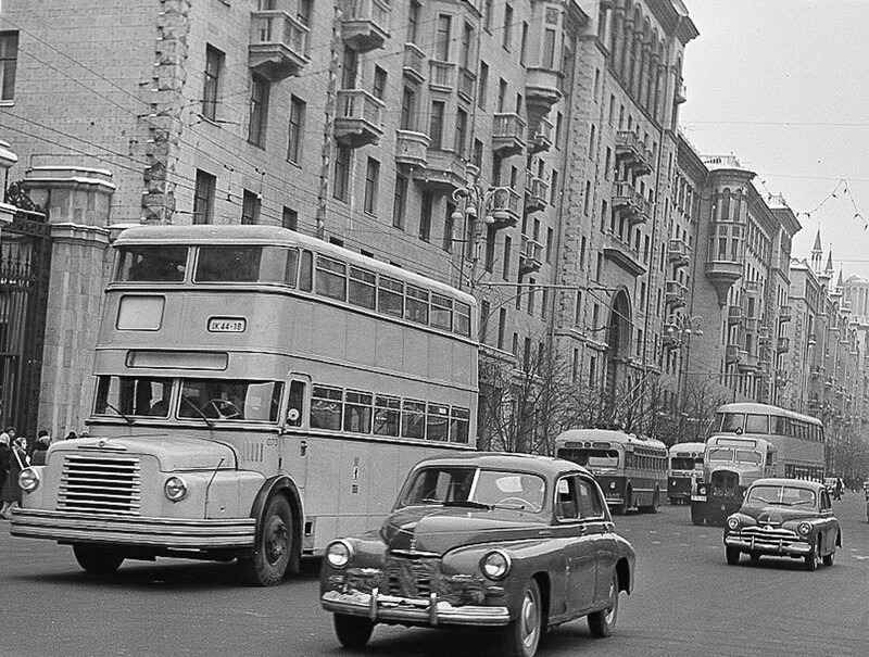 Двухэтажные автобусы в Москве. 1959 г.