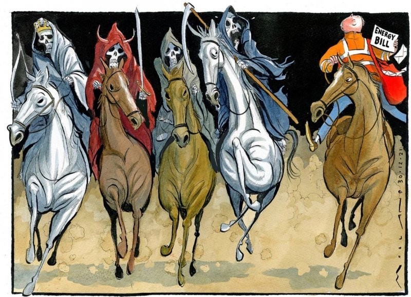 Судя по этой иллюстрации в сегодняшней The Times, в Британии к четырём всадникам Апокалипсиса добавился еще один - счёт за энергию