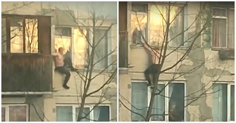 Пьяный балконный акробат в Санкт-Петербурге