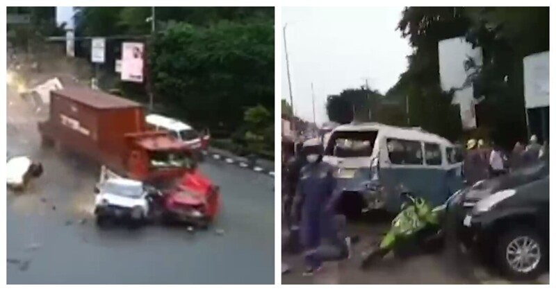 В сети появились кадры с места аварии с участием "бешеного" грузовика