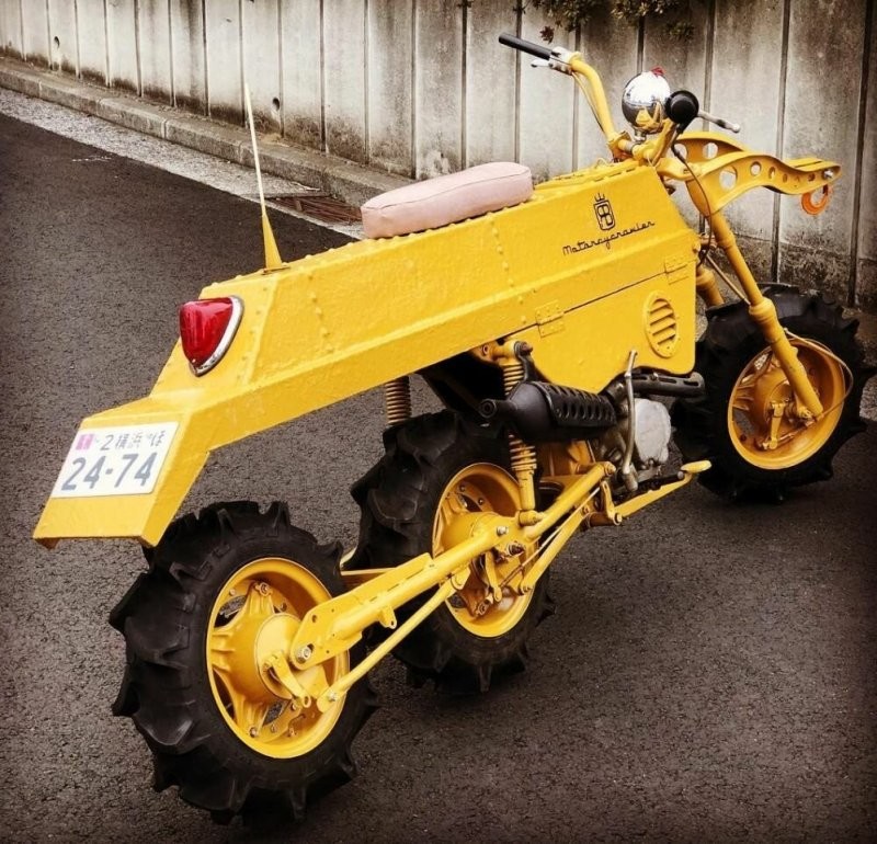 Уникальный трёхколёсный мокик-самоделка от мотолюбителя из Японии