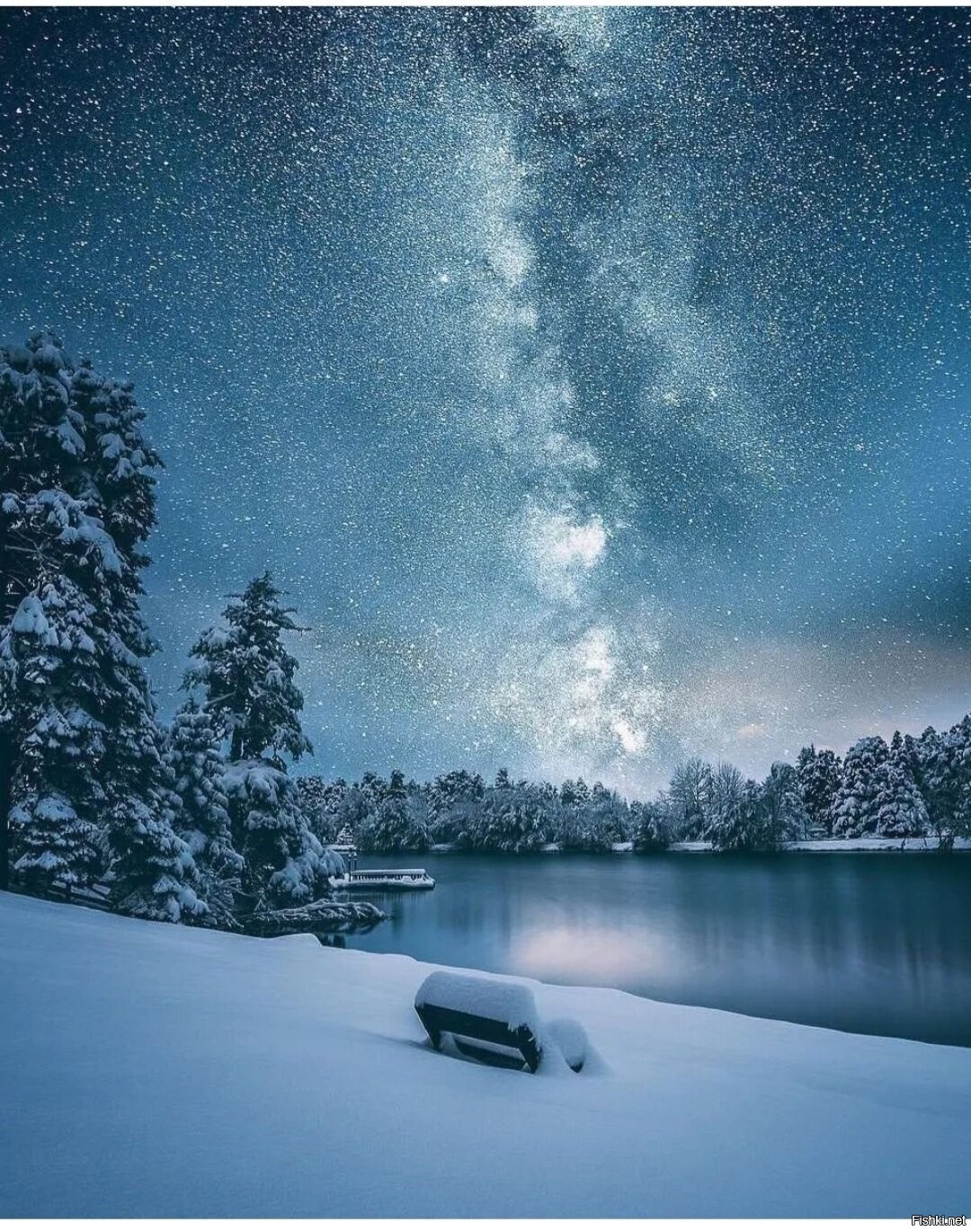 Winter galaxy. Зима ночь. Снежная ночь. Зимнее ночное небо. Красивый снегопад.