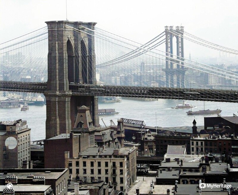 Бруклинский и Манхэттенский мосты  1908 год