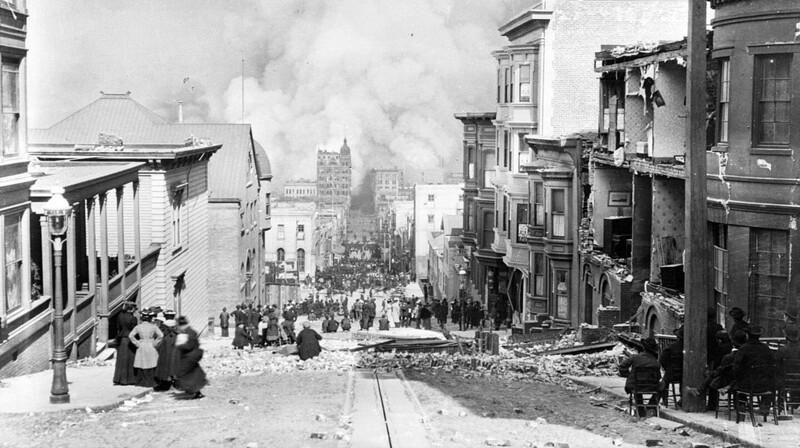 Торговый район Sacramento Street после землетрясения. Сан-Франциско. Калифорния. США. 1906 год