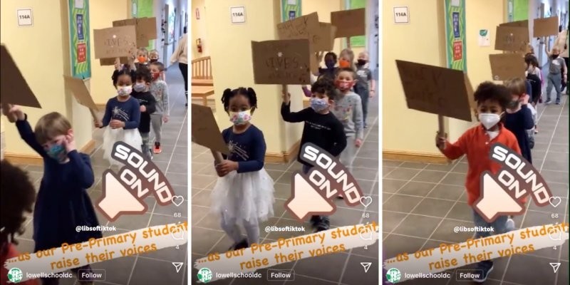 В американской школе пятилеток вывели с плакатами в поддержку BLM