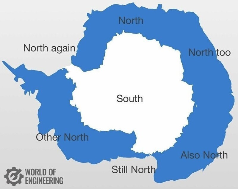 2. Антарктида. Удивительный континент, куда ни глянь — всюду север, а посередине — юг