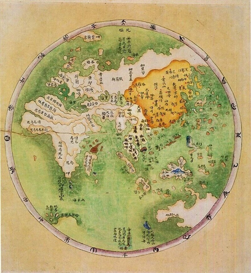 20. Карта мира, нарисованная в Китае в 1799 г.