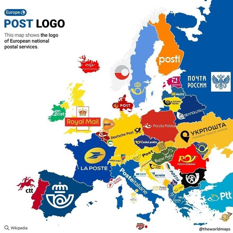35. Логотипы европейских национальных почтовых служб