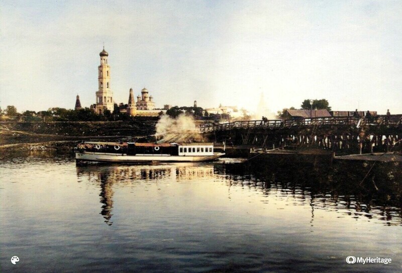 Ансамбль Симонова монастыря и Всехсвятский деревянный мост  1910 год.