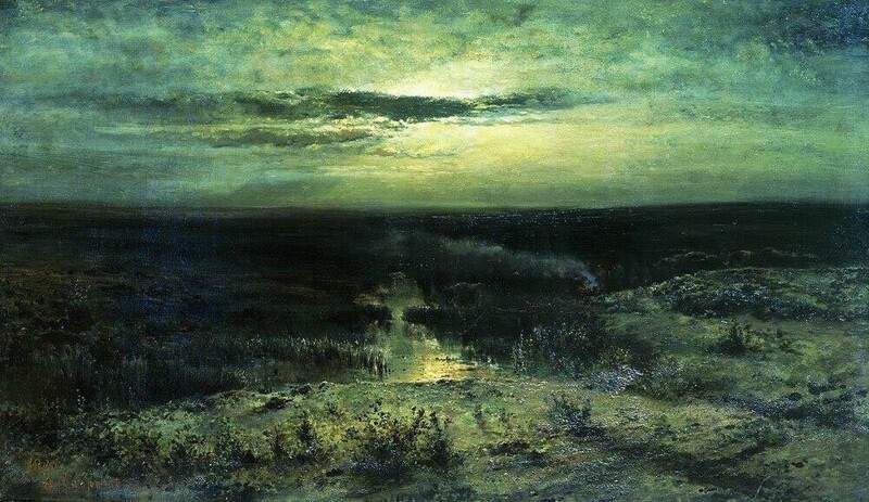Саврасов Алексей Кондратьевич "Лунная ночь. Болото» (1870)
