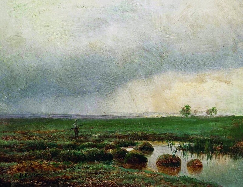 Клодт Михаил Константинович "Охотник на болоте" (1870-е)