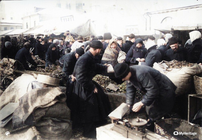 Грибной рынок на Москворецкой набережной  1900 год