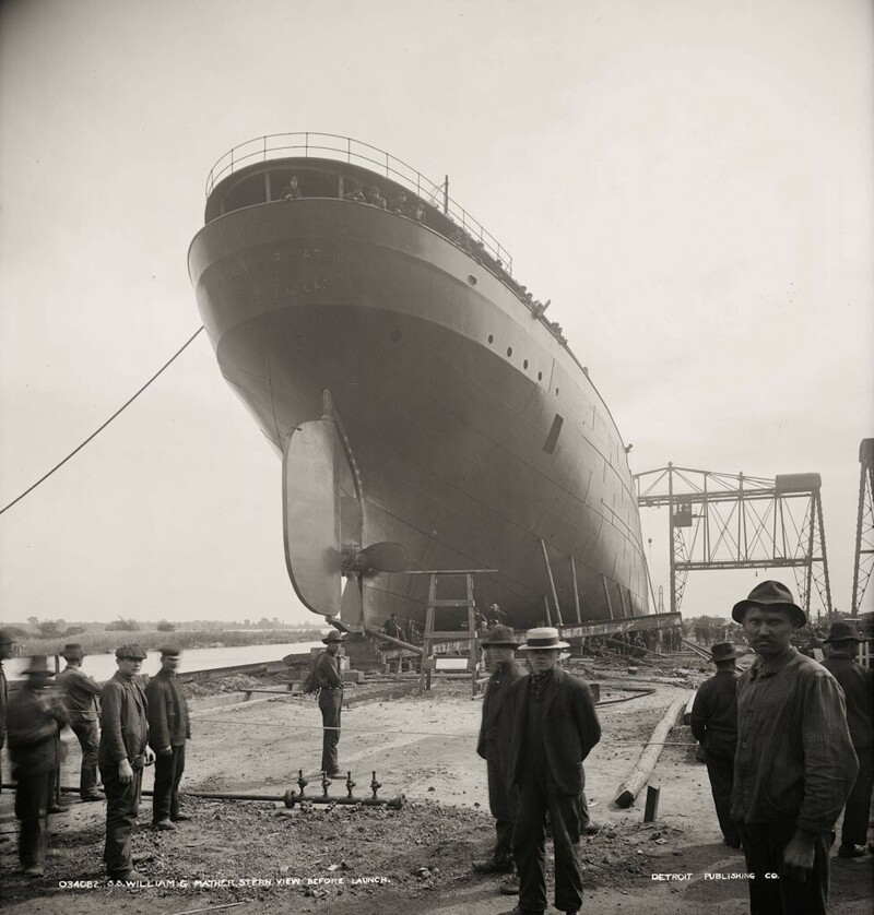 Корабль William G. Mather перед спуском на воду, 1905 г.