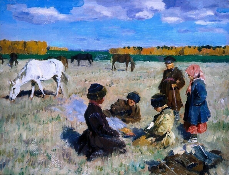 Виноградов С.А., «Пастушки», 1910-е, холст, масло, 38 х 48 см