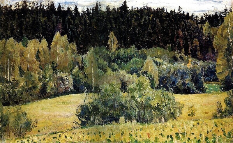 Нестеров М.В., «Пейзаж», 1917, холст, масло,22,5 х 39 см