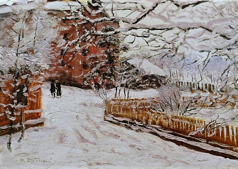 Дубовской Н. Н., «Зима. Политехникум», 1902, холст, масло, 27 х 35 см