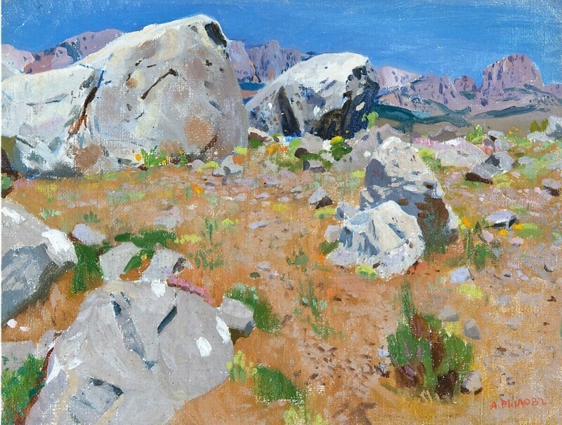 Рылов А.А., «Камни в Крыму. Кекенеиз», 1909, холст,масло, 31,5 х 41 см