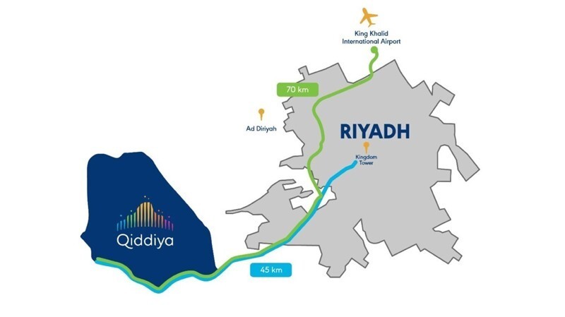 Расположение комплекса Qiddiya (Саудовская Аравия)