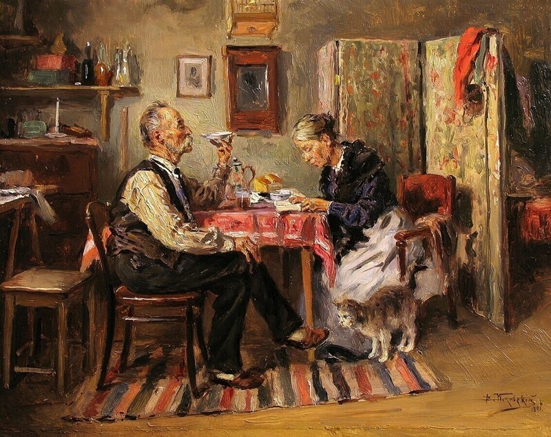 Маковский Владимир Егорович "Утренний чай" (1891)