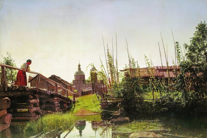 Попов (Московский) Александр Павлович "Утро в деревне" (1861)