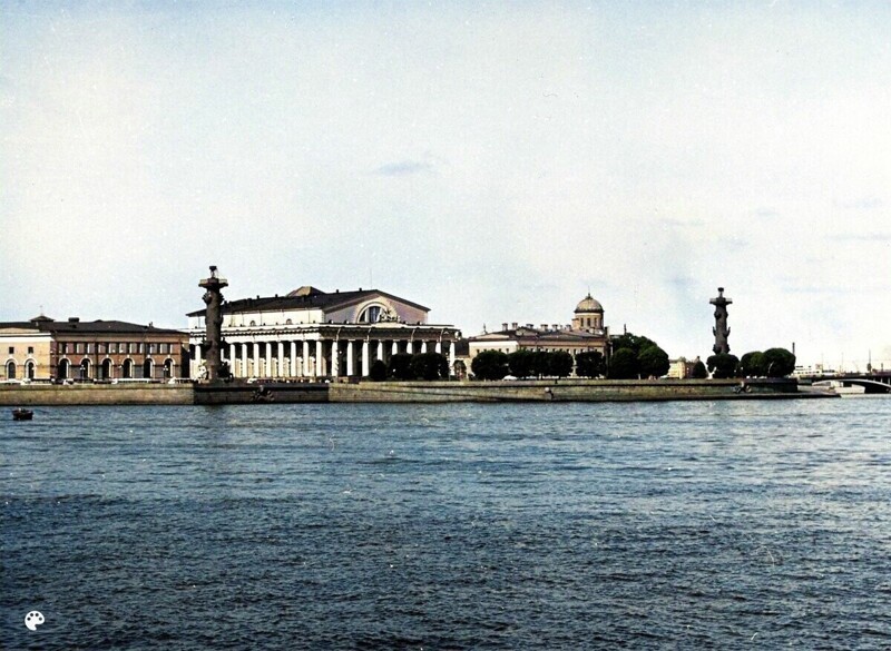 Вид на Стрелку Васильевского острова, 1969 год.