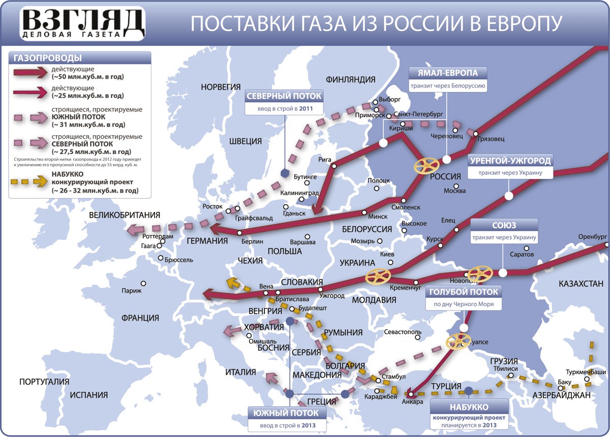 Карта газовой трубы на украине