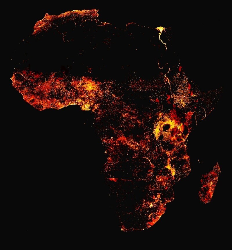 Карта плотности населения Африки