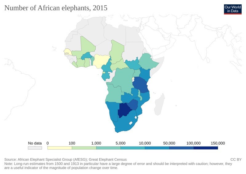 Количество слонов в Африке, 2015