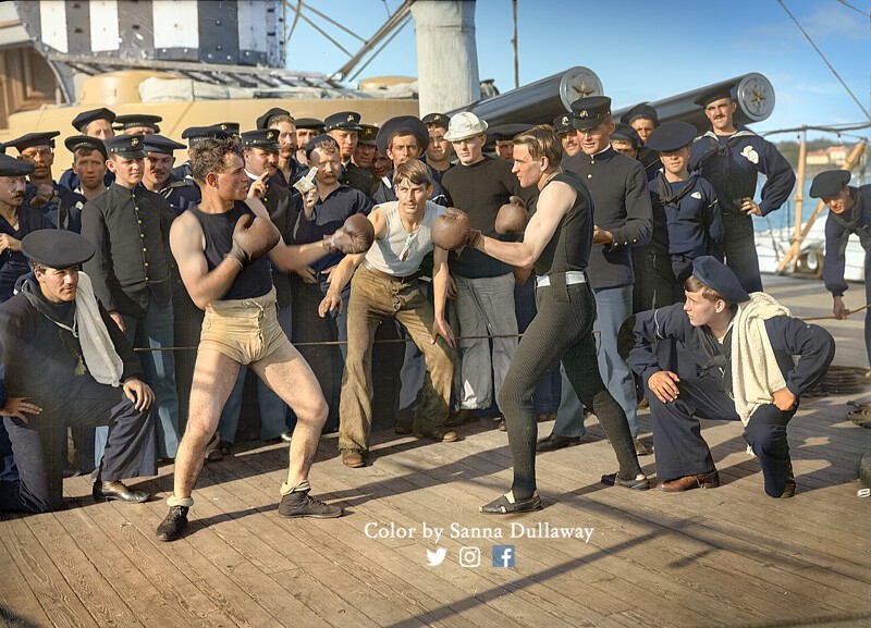 Бокс на борту американского корабля "Нью-Йорк" (USS New York) в 1899 году
