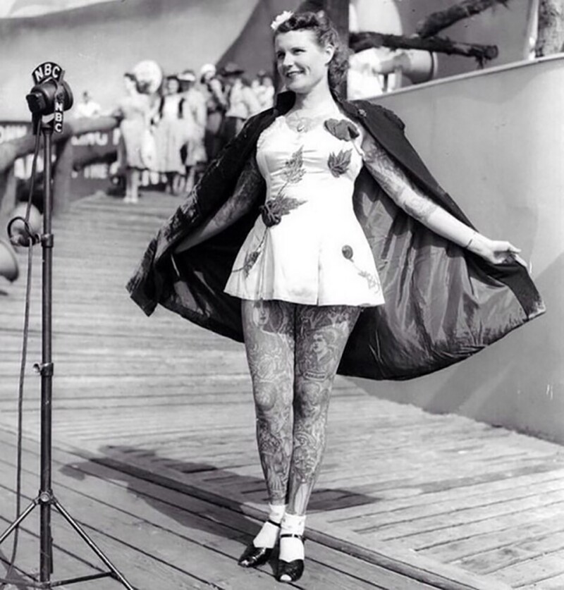 Татуированная леди на Нью-Йоркской Всемирной выставке 1939 года