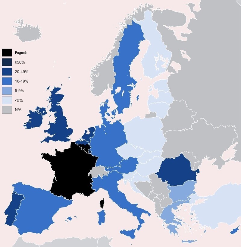 Уровень владения французским языком в Европейском союзе