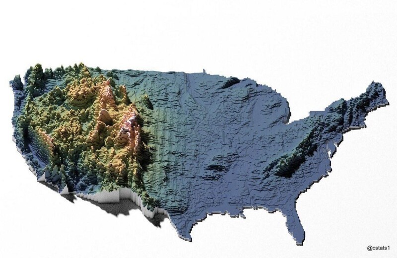 Рельефная карта США