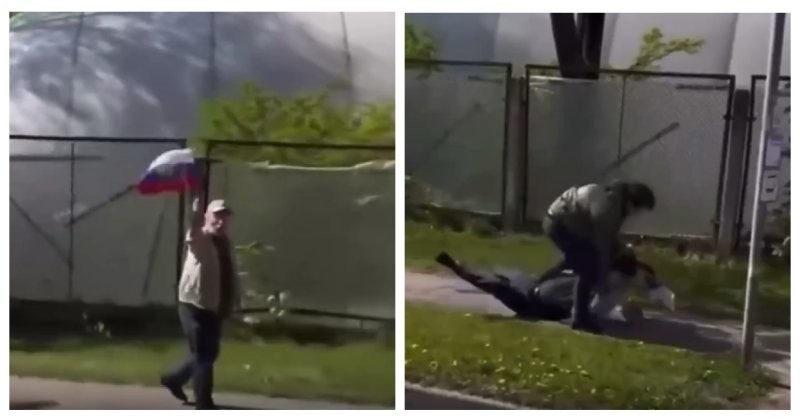 В Риге напали на пенсионера за то, что он нёс российский флаг