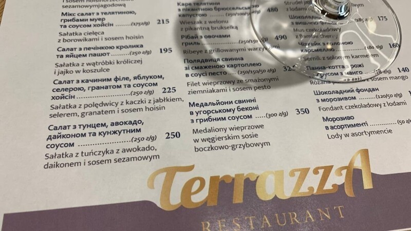 Меню львовского ресторана Terrazza уже с польским подстрочником