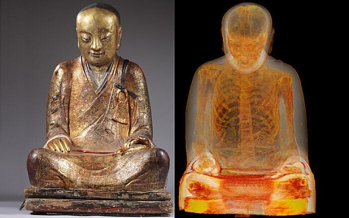 Внутри тысячелетней статуи Будды обнаружили мумифицированное тело монаха