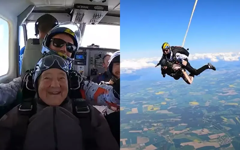 103-летняя экстремалка прыгнула с парашютом и попала в книгу рекордов Гиннесса