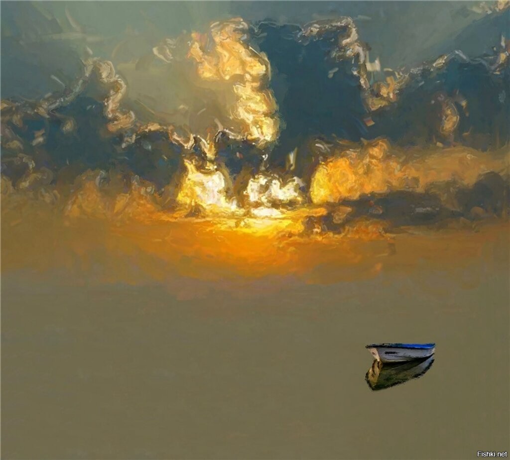 Картина одинокая лодка - 90 фото