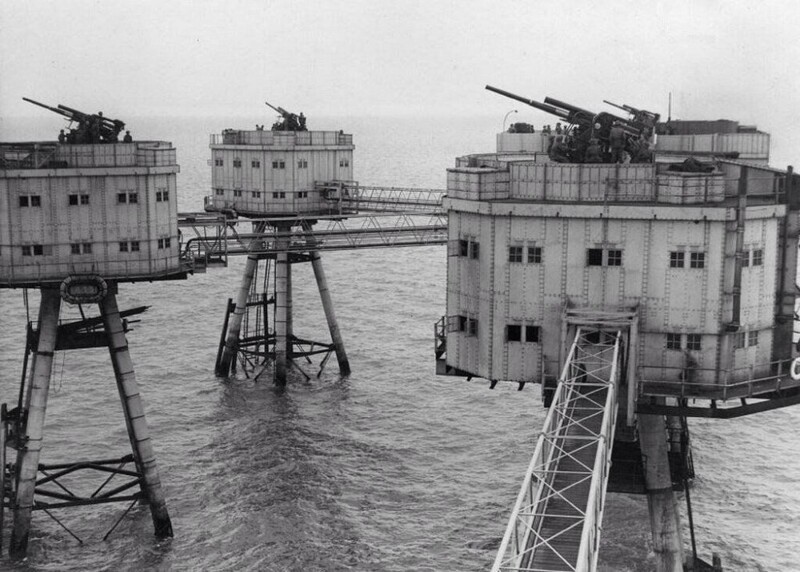 Форты армии Маунселла в Ред-Сэндс в устье Темзы, 1945 год