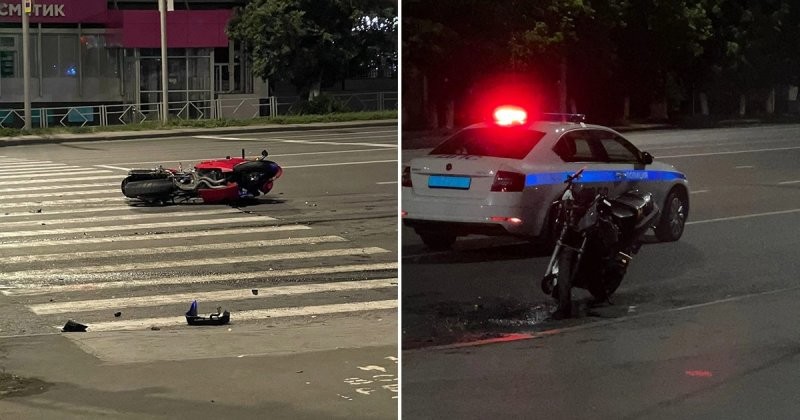 Авария дня. ДТП с двумя мотоциклами в Кемерове