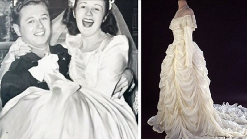 Свадебное платье, сделанное из парашюта, который спас жизнь ее мужа во Второй мировой войне
