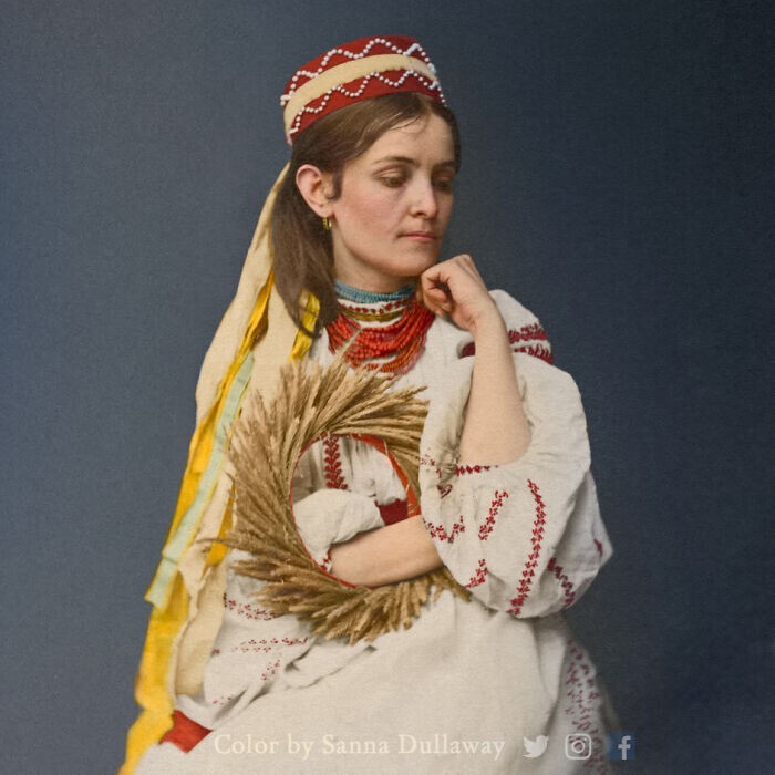 16. Украинская невеста в традиционном народном костюме, 1875 год