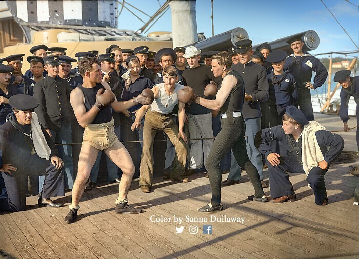 11. Боксёрский поединок на борту военного корабля "Нью-Йорк", 1899 год
