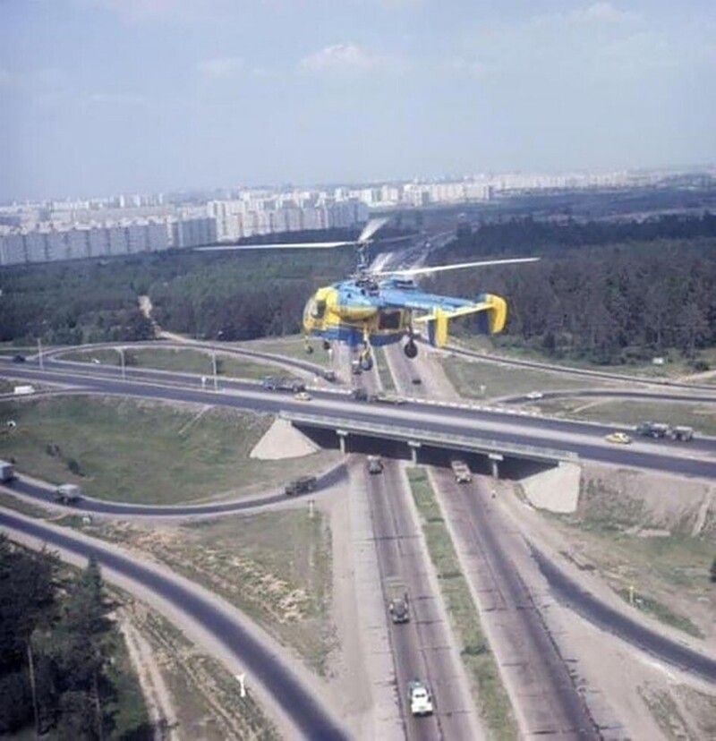 Вертолет ГАИ над МКАДом, СССР, 1973 год